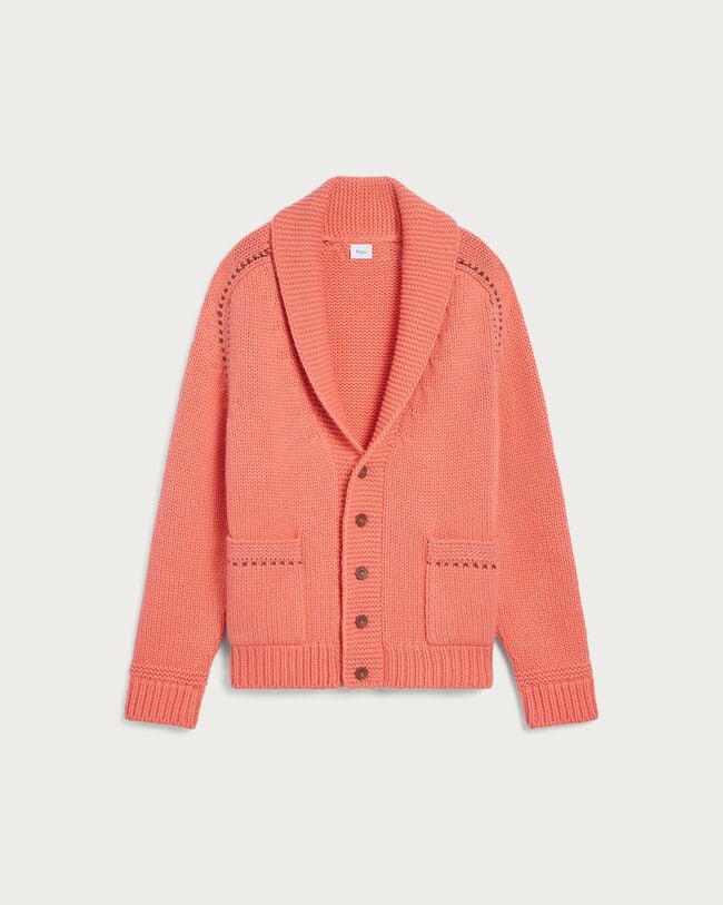 Leather Braiding Cardigan, Coral, hi-res