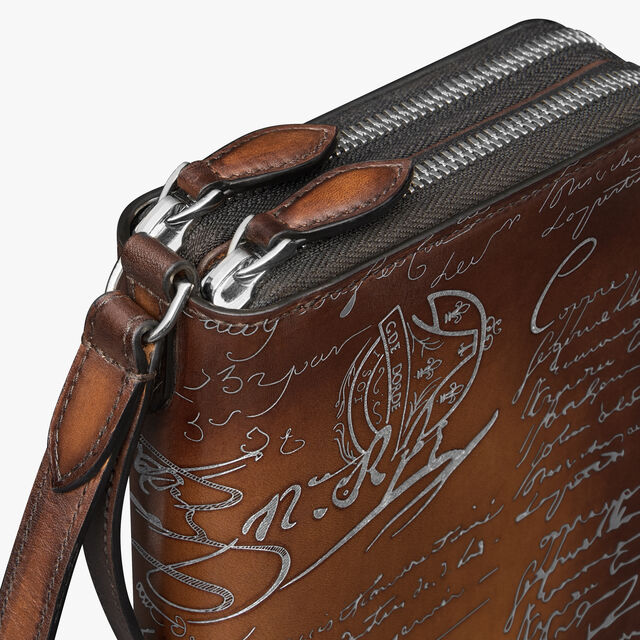 Tali Scritto Leather Long Zipped Wallet, CACAO INTENSO + SILVER, hi-res 5