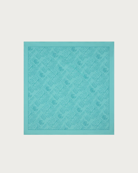 Scritto Pattern Handkerchief, Aquamarine, hi-res
