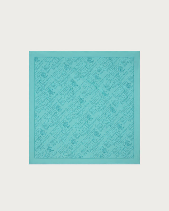 Scritto Pattern Handkerchief, Aquamarine, hi-res