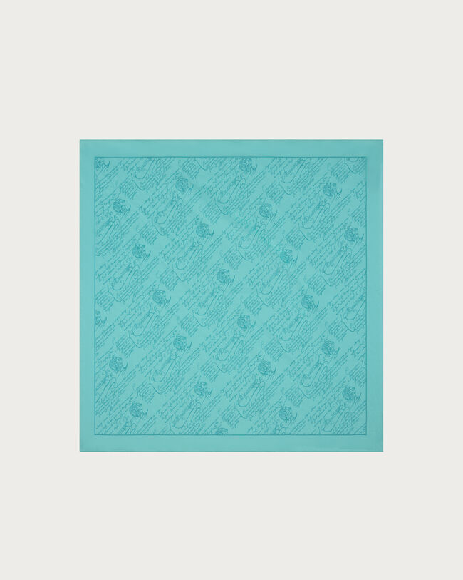 Scritto Pattern Handkerchief, Aquamarine, hi-res