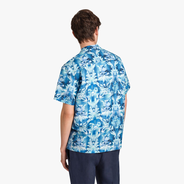 Linen & Cotton Printed Short Sleeves Shirt, CYANOTYPE INDIGO, hi-res 4