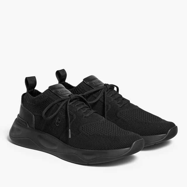 Shadow Knit And Leather Sneaker, JET BLACK, hi-res 5