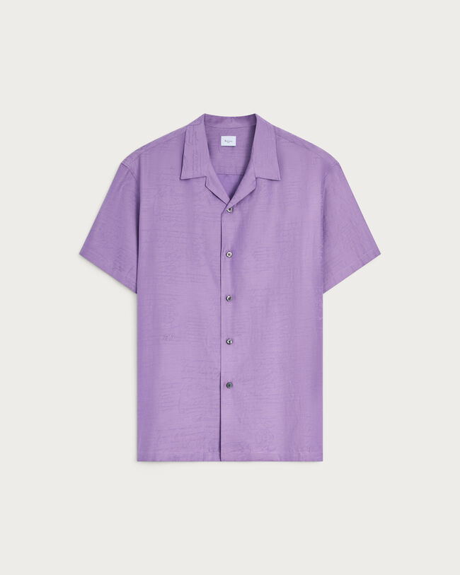 Scritto Pattern Short-Sleeves Shirt, Lilac, hi-res