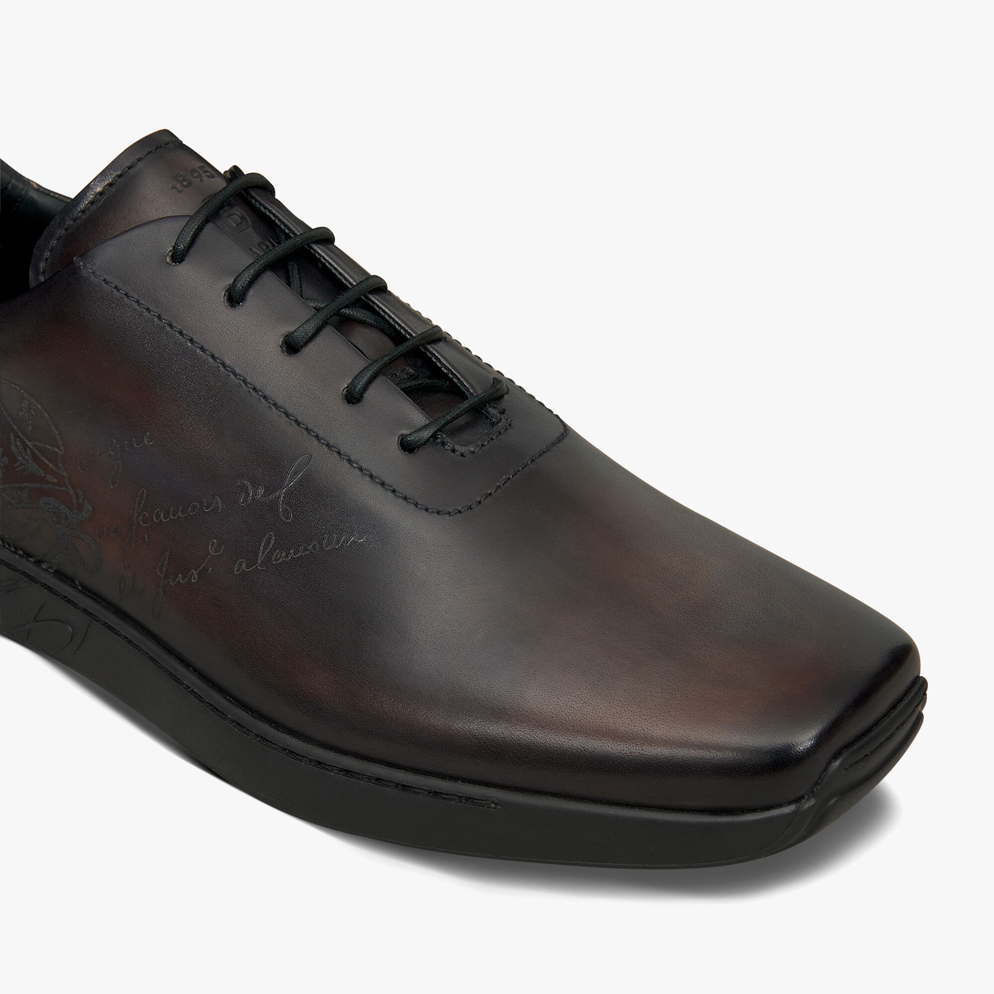 Metropolitan Scritto Leather Oxford, CHARCOAL BROWN, hi-res 6