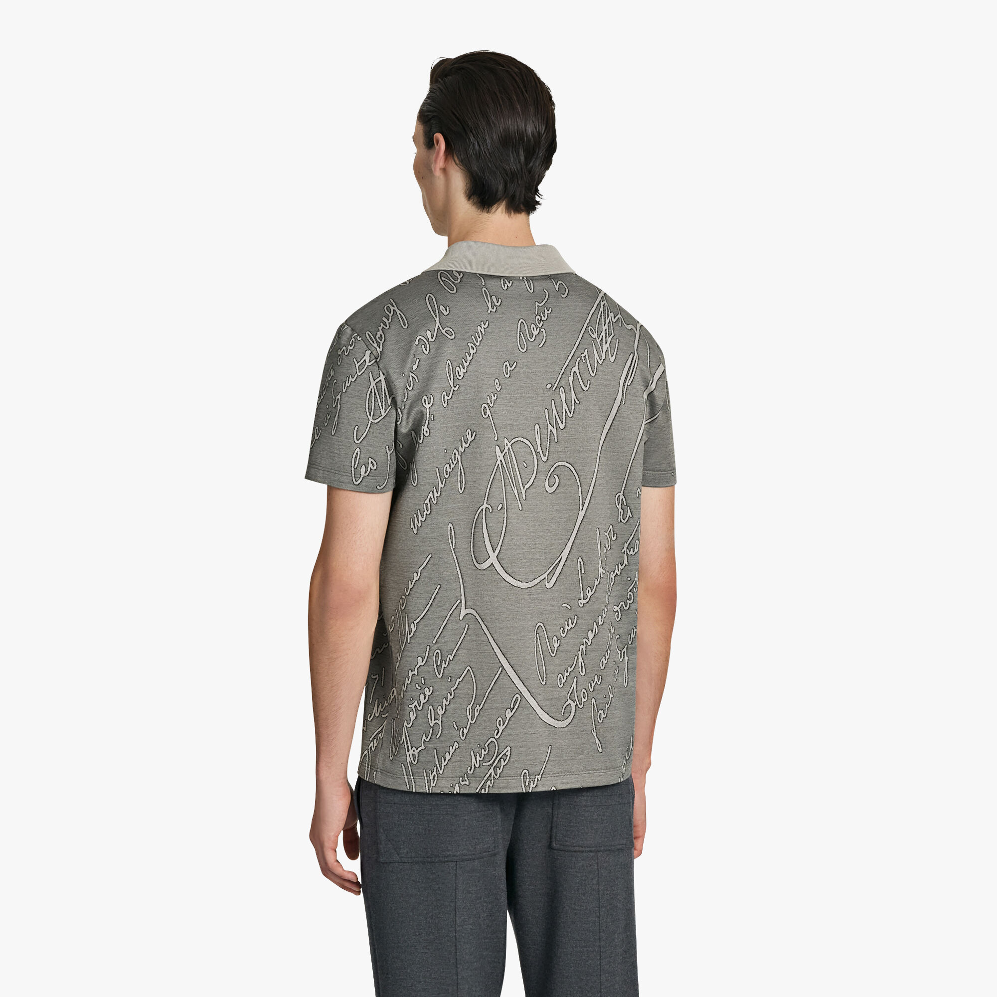 提花Scritto图纹Polo衫, NOIR, hi-res 3