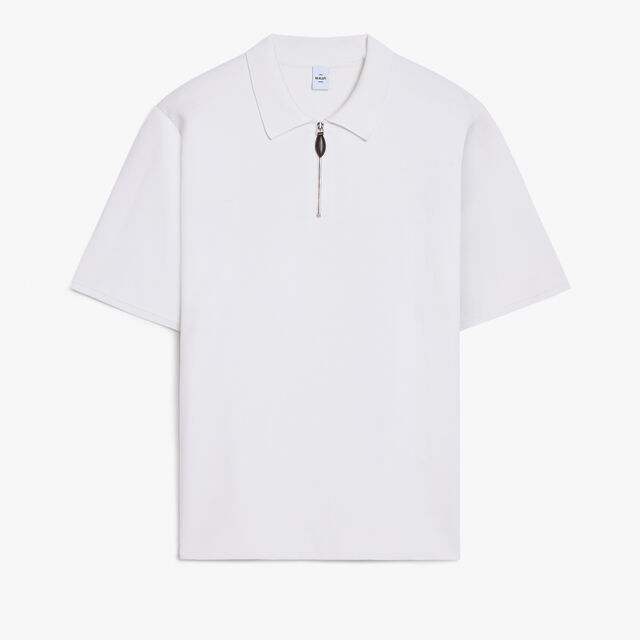 Cotton Silk Zipped Polo, OFF WHITE, hi-res 1