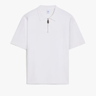 Cotton Silk Zipped Polo, OFF WHITE, hi-res