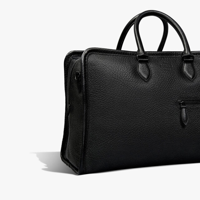 Overnight Leather Travel bag, DEEP BLACK, hi-res 5