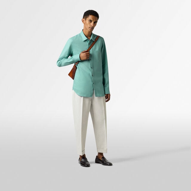 Linen Relaxed Scritto Pocket Shirt, AQUAMARINE, hi-res 4