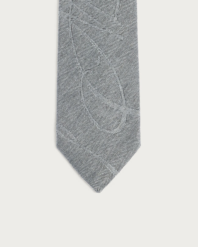 Giant Scritto Pattern Herringbone Tie, Charcoal, hi-res