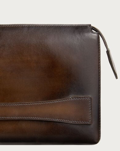 Tersio Gaspard Zipped Pouch, Marrone Intenso, hi-res