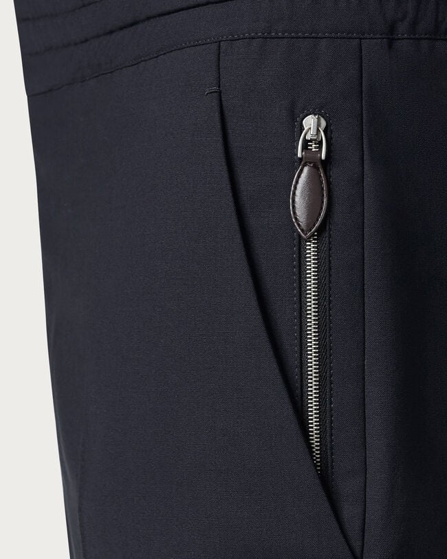 Fast Track Jogpants with Leather Zip-puller, Marine, hi-res