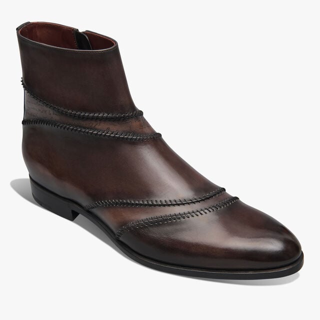 Rapiécé-Reprisé Scritto Leather Boot, VIGOGNA, hi-res 6