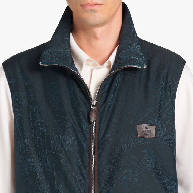 Gilet Sans Manches En Nylon Scritto, WASHED INDIGO, hi-res 5