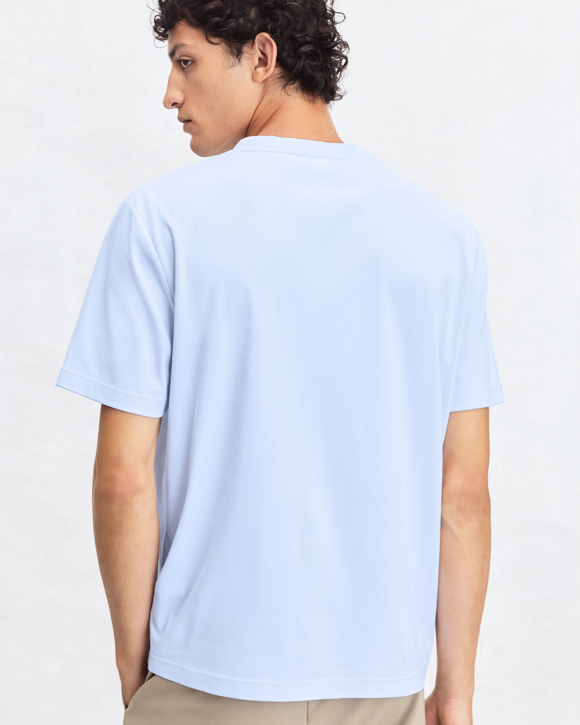 Pocket T-shirt with Leather Detail, Sky Blue, hi-res