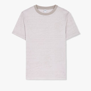 T-Shirt En Jacquard Scritto All-Over, PEARL GREY, hi-res