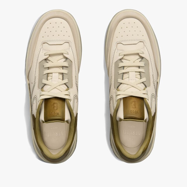 Sneaker Playoff En Cuir , OFF-WHITE+ACID GREEN, hi-res 3