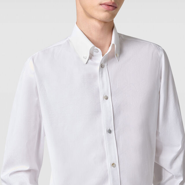 Cotton Scritto Alessandro Buttondown Shirt, BLANC OPTIQUE, hi-res 3