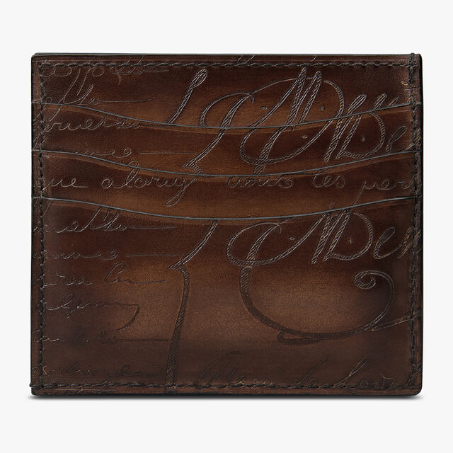 Porte-Cartes Bambou 6CC En Cuir Scritto, CACAO INTENSO, hi-res 2