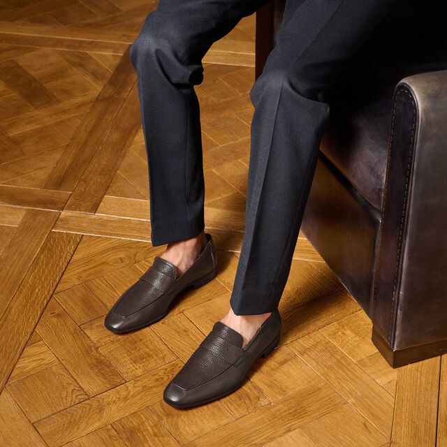 Mocassin Lorenzo En Cuir De Chevre, MARRONE QUERCIA, hi-res 2