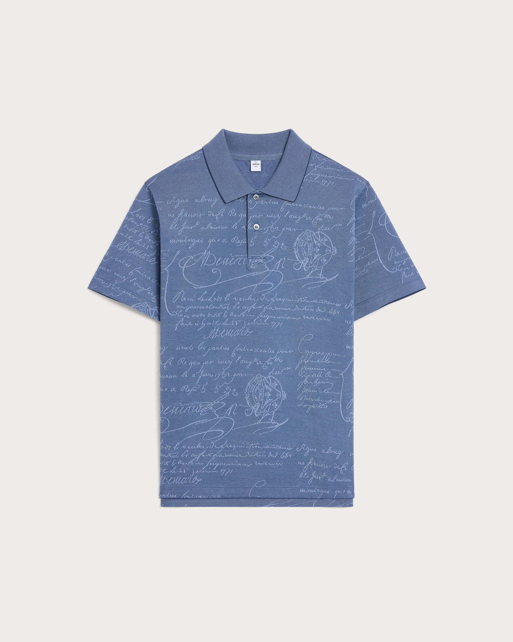 Scritto Pattern Piqu&eacute; Polo, Nile Blue, hi-res