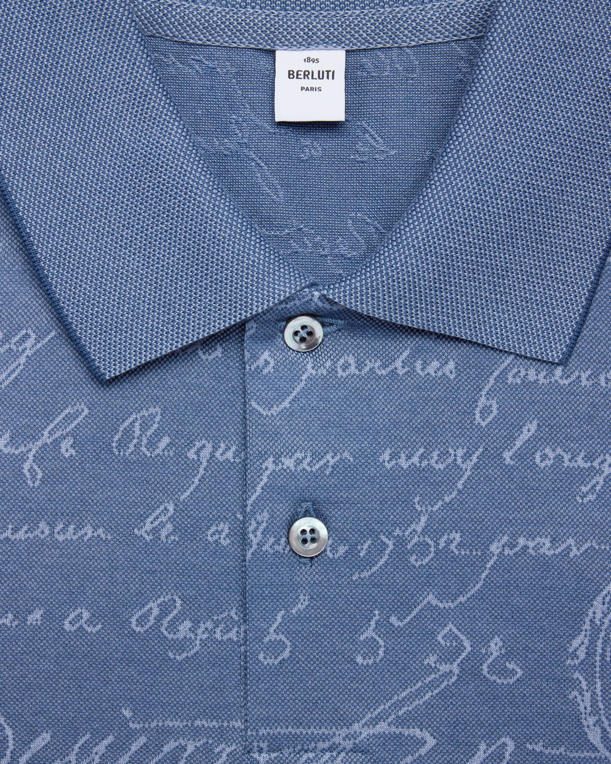 Scritto Pattern Piqu&eacute; Polo, Nile Blue, hi-res