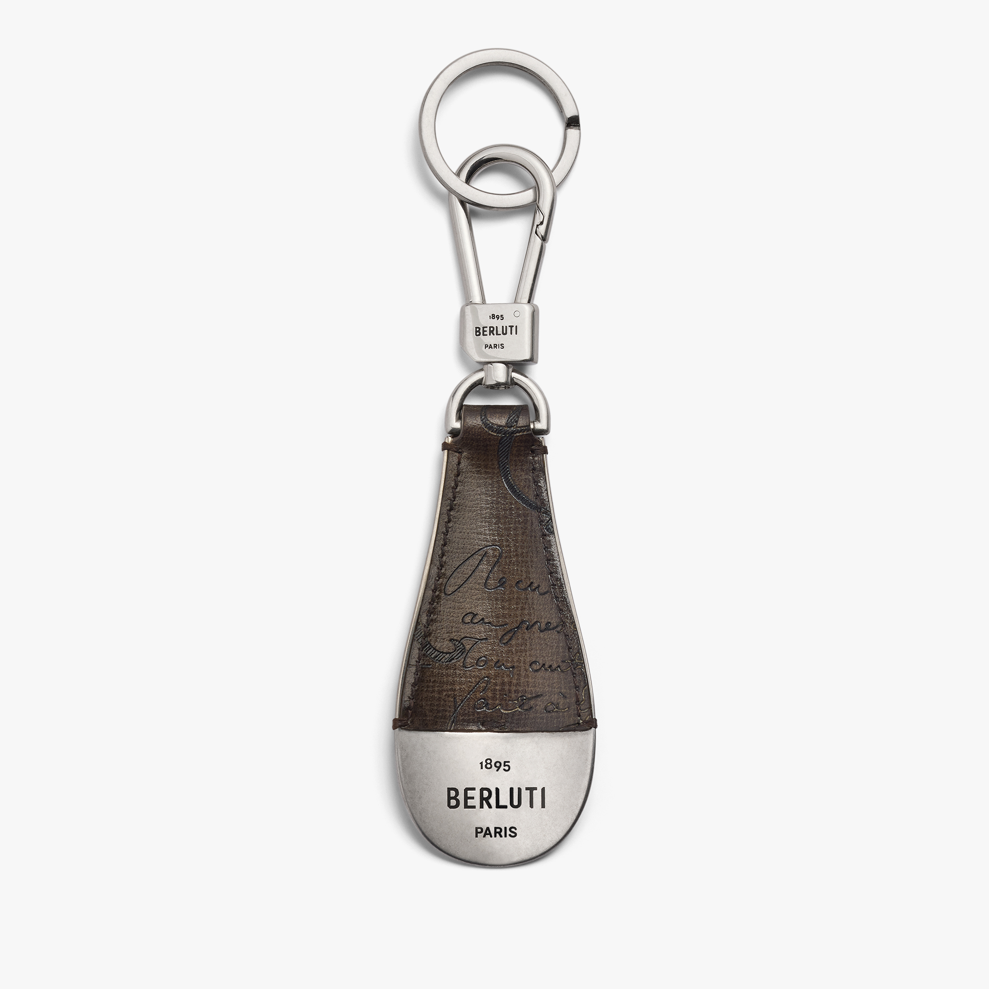 Shoehorn Key Ring In Venezia Palmellato Scritto Calf Leather, SELVA OSCURA, hi-res