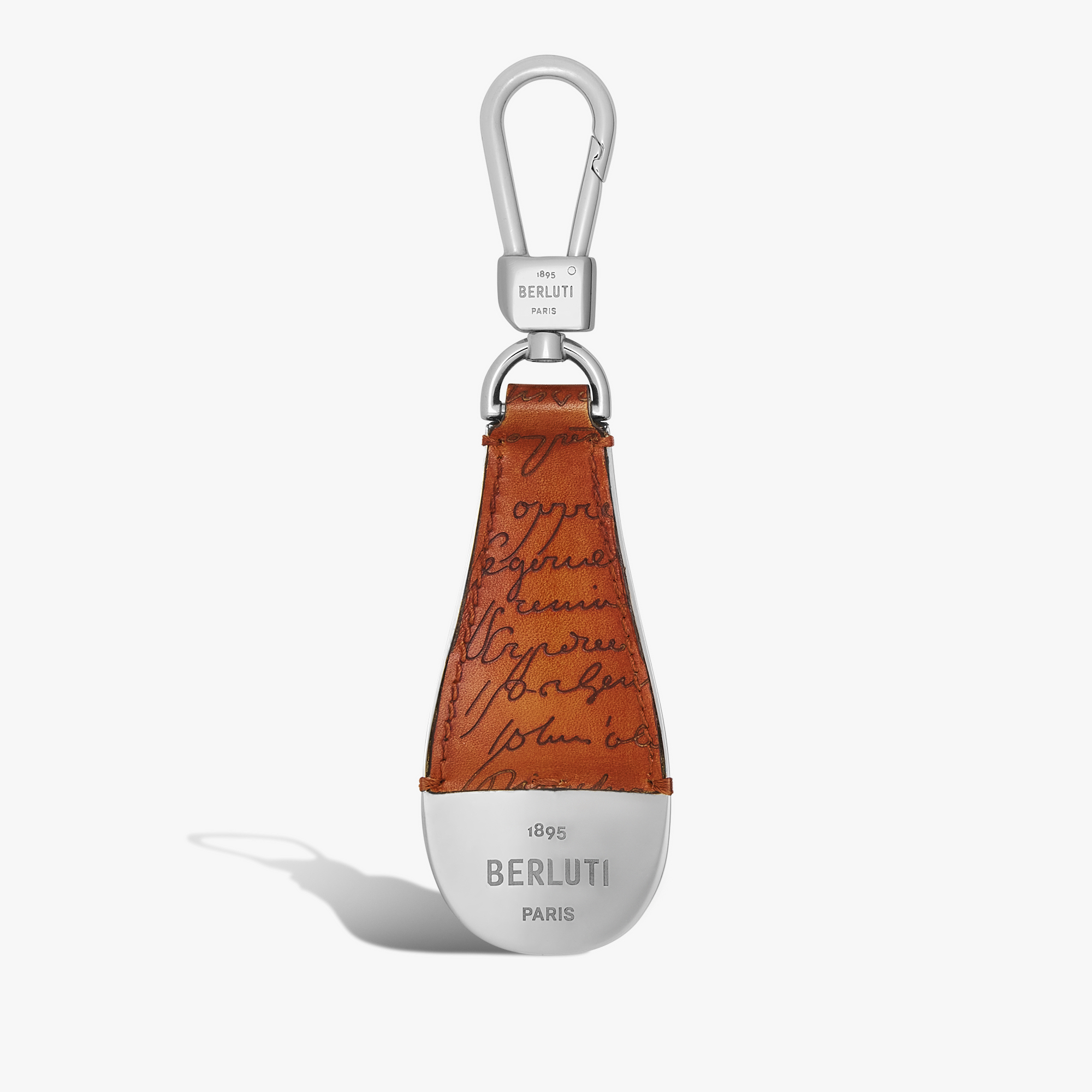 Shoehorn Scritto Leather Key Ring, ARANCIO VERMIGLIO, hi-res