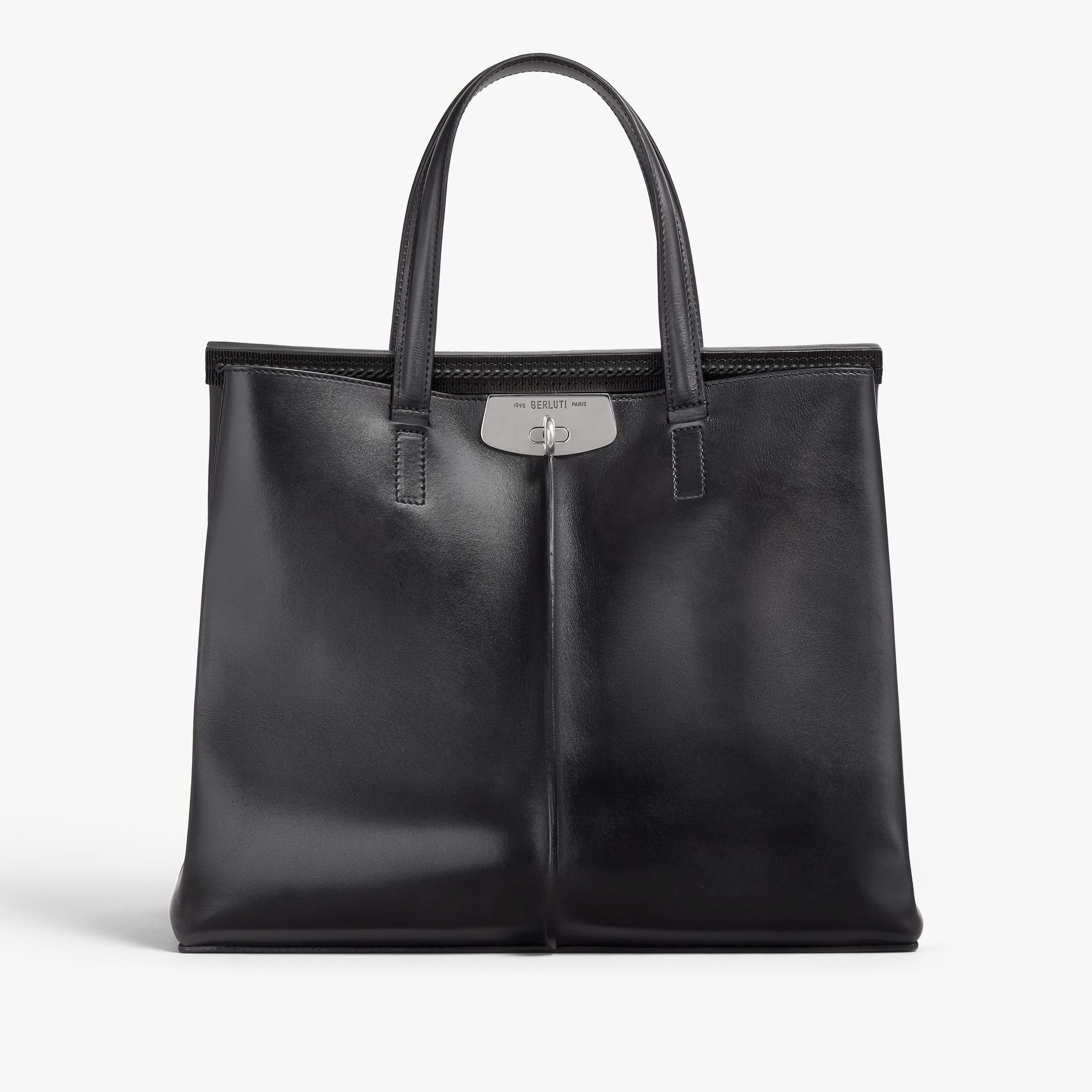 Luti 38 Leather Tote Bag, NERO GRIGIO, hi-res