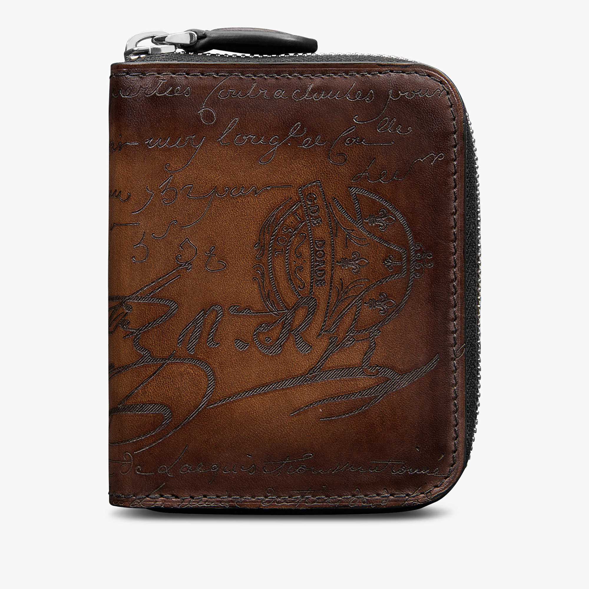 Wapa Scritto Leather Coin Purse, CACAO INTENSO, hi-res