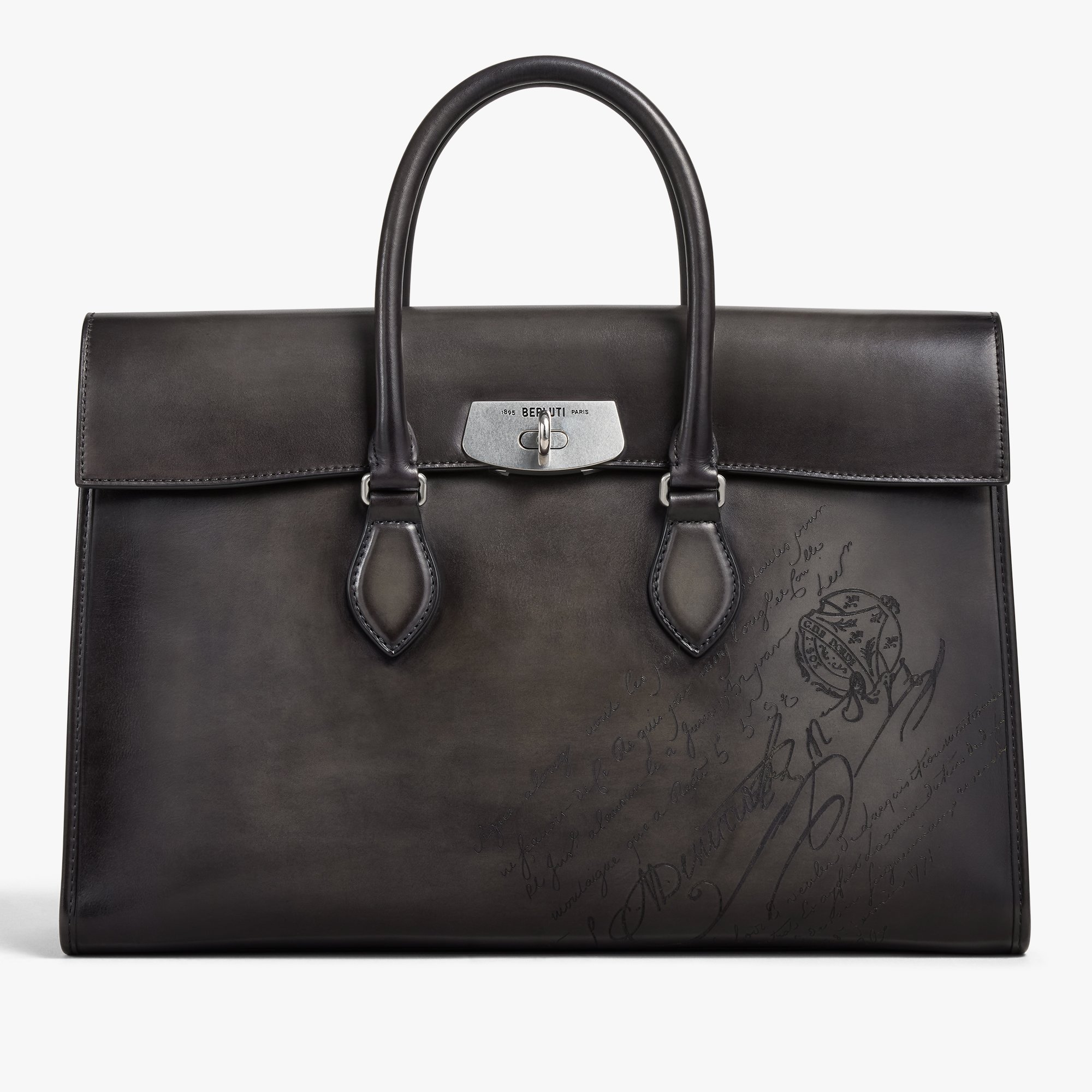 Cartable E’Mio En Cuir, NERO GRIGIO, hi-res