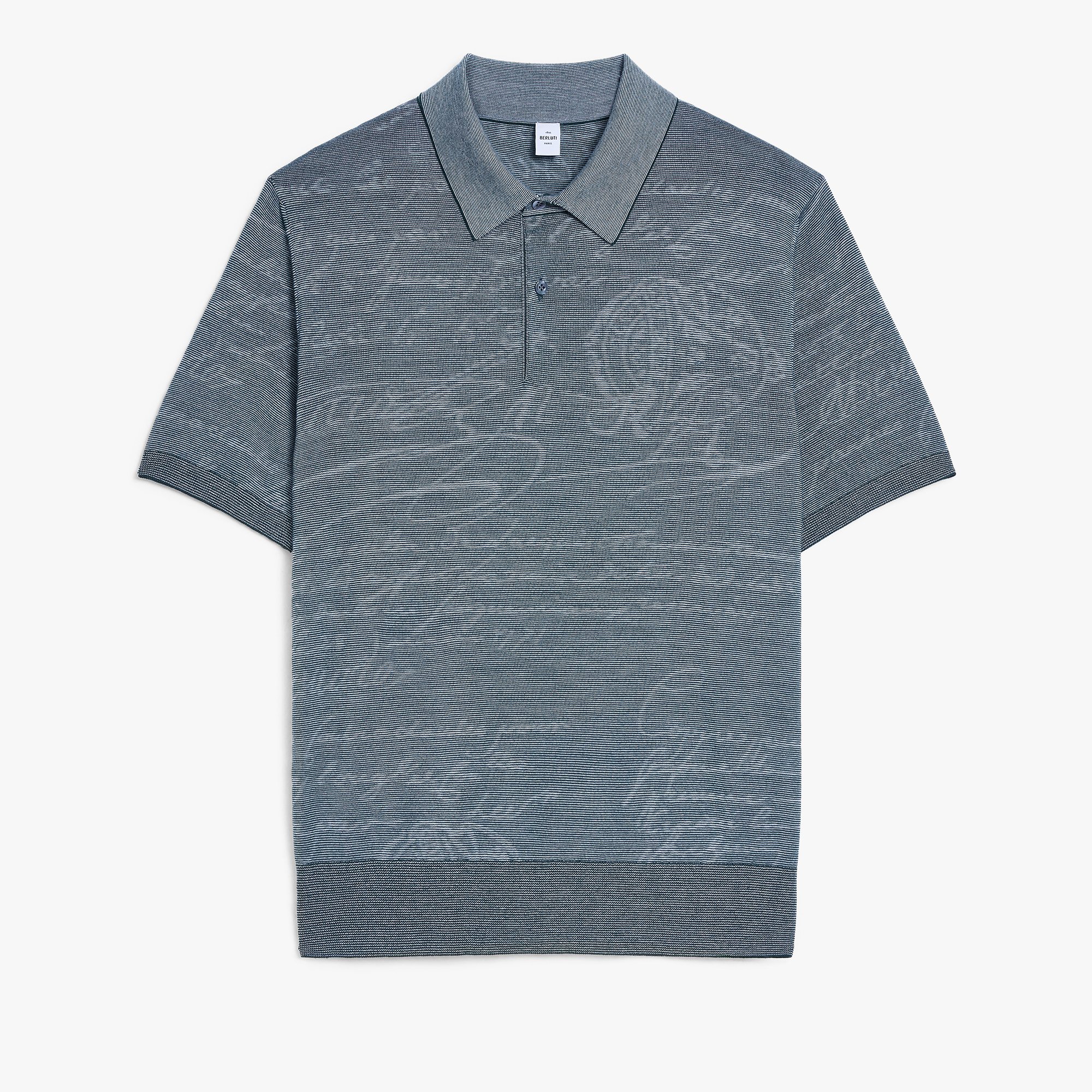 Polo Léger Scritto en Laine à Manches Courtes, DARK GREEN, hi-res
