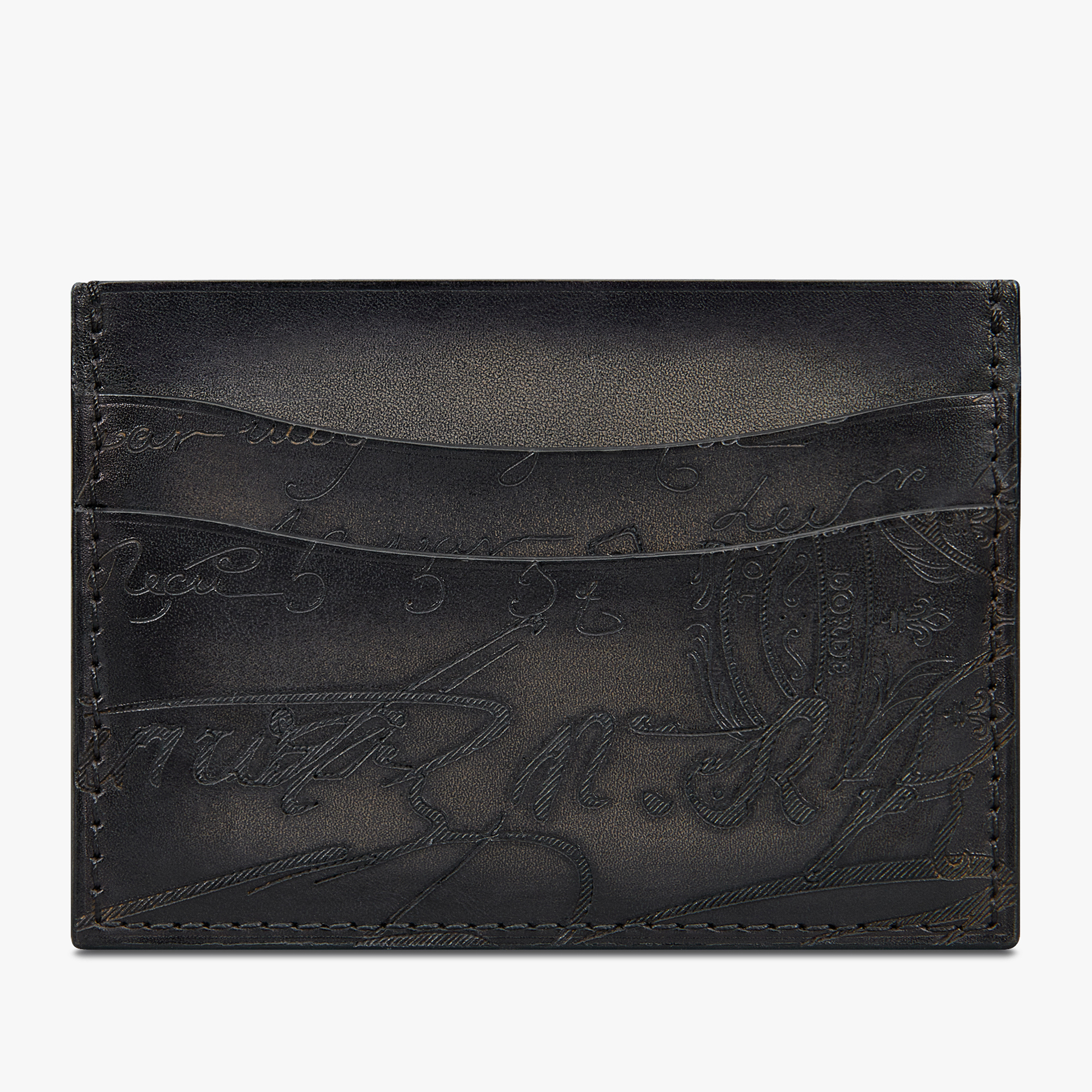 Porte-Cartes Bambou Neo En Cuir Scritto, NERO GRIGIO, hi-res