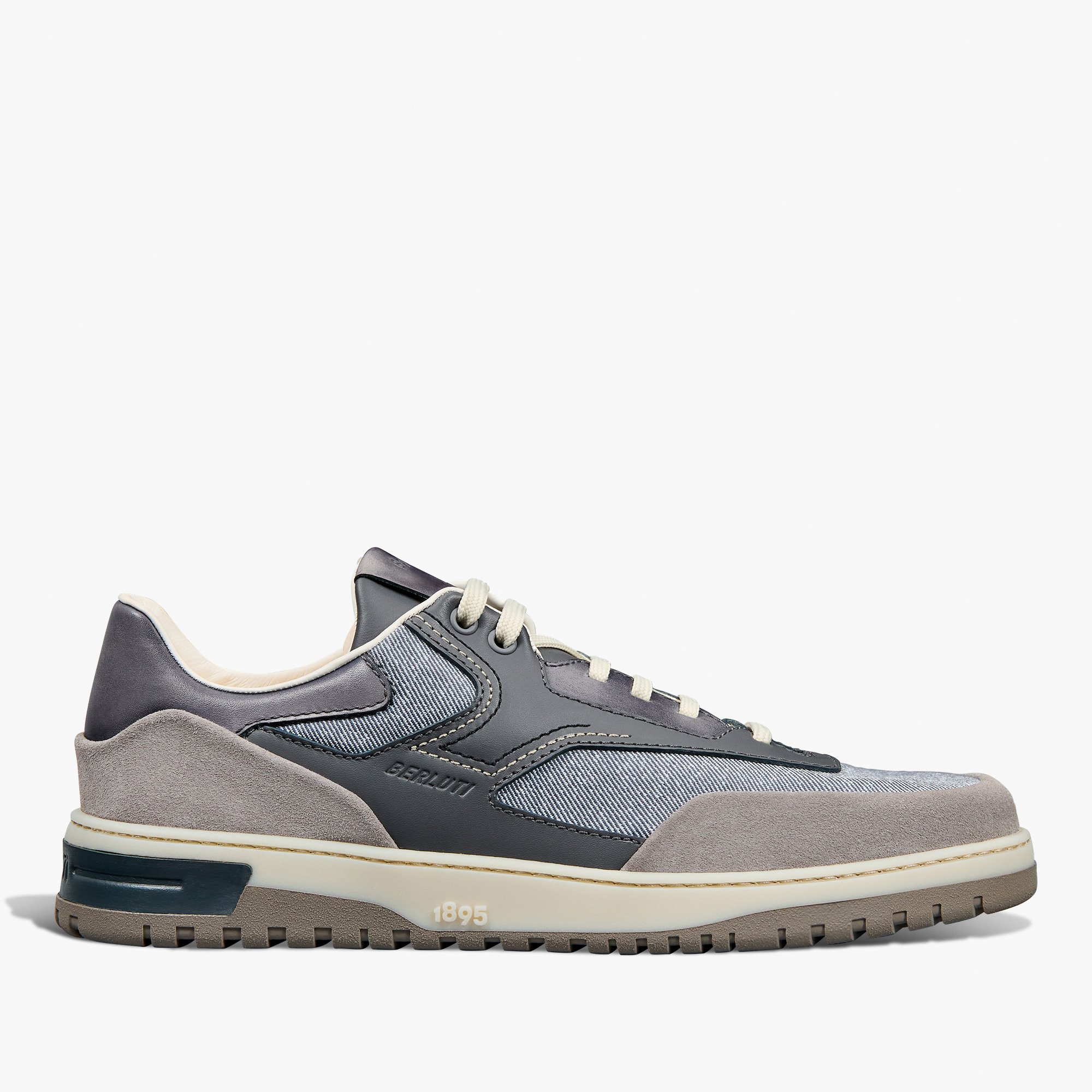 Sneaker Playoff En Cuir De Veau, Cuir De Veau Velours Et Textile, ADRIATIC BLUE, hi-res