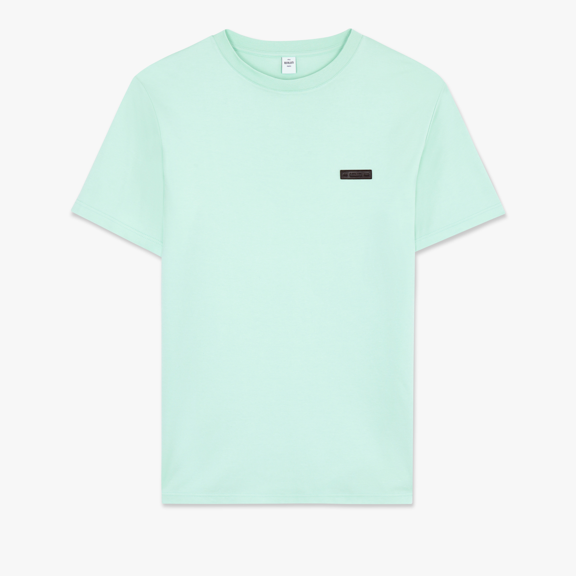 T-Shirt With Leather Detail, SAGE, hi-res