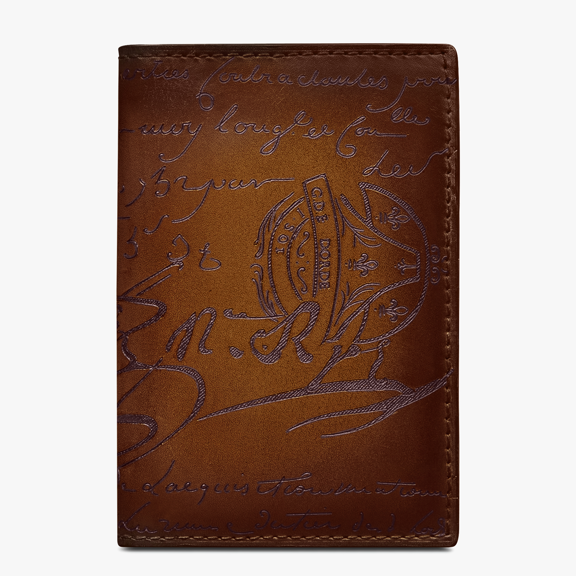 Jagua Scritto Leather Card Holder, CACAO INTENSO, hi-res