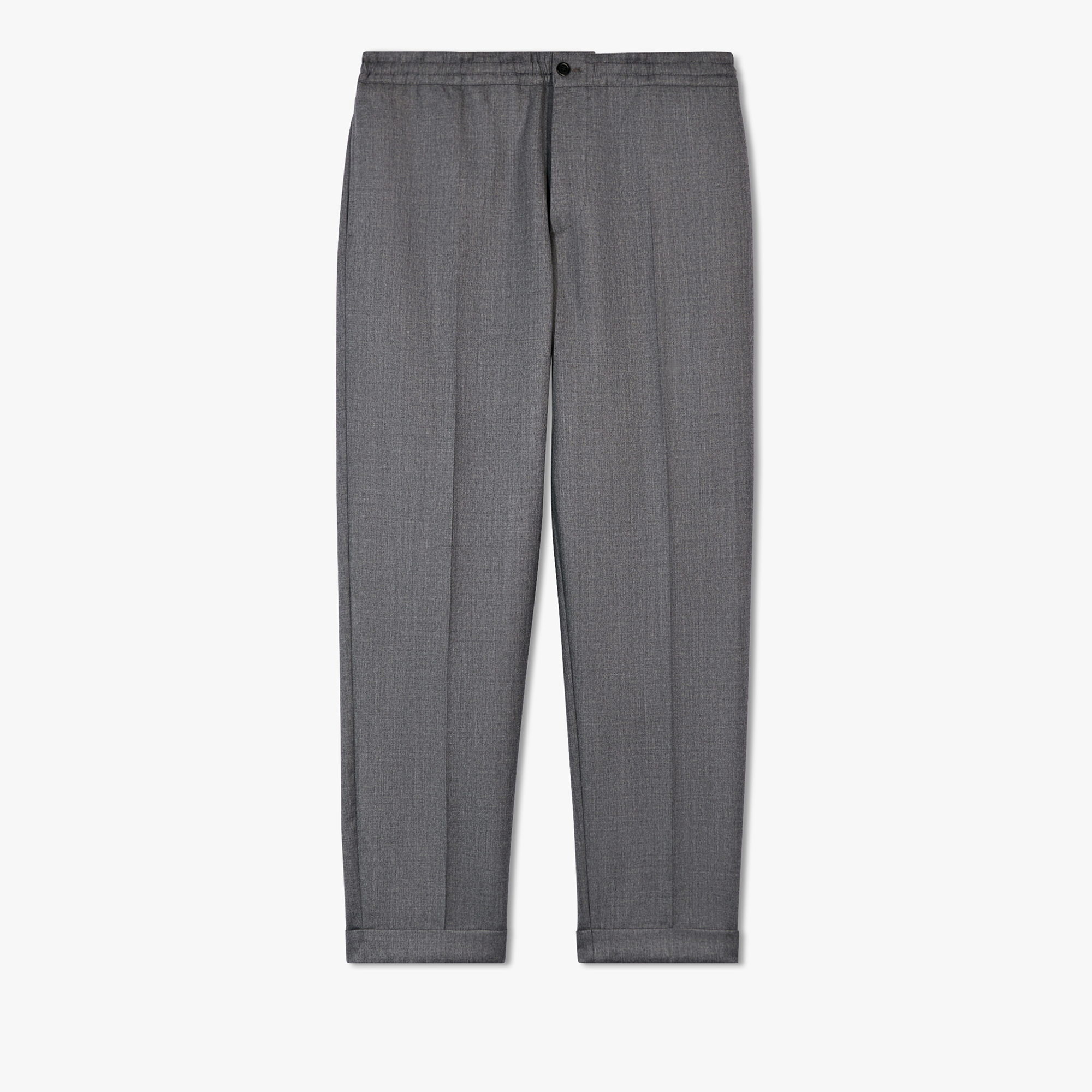 Wool Double Face Drawstring Trousers, STEEL GREY, hi-res