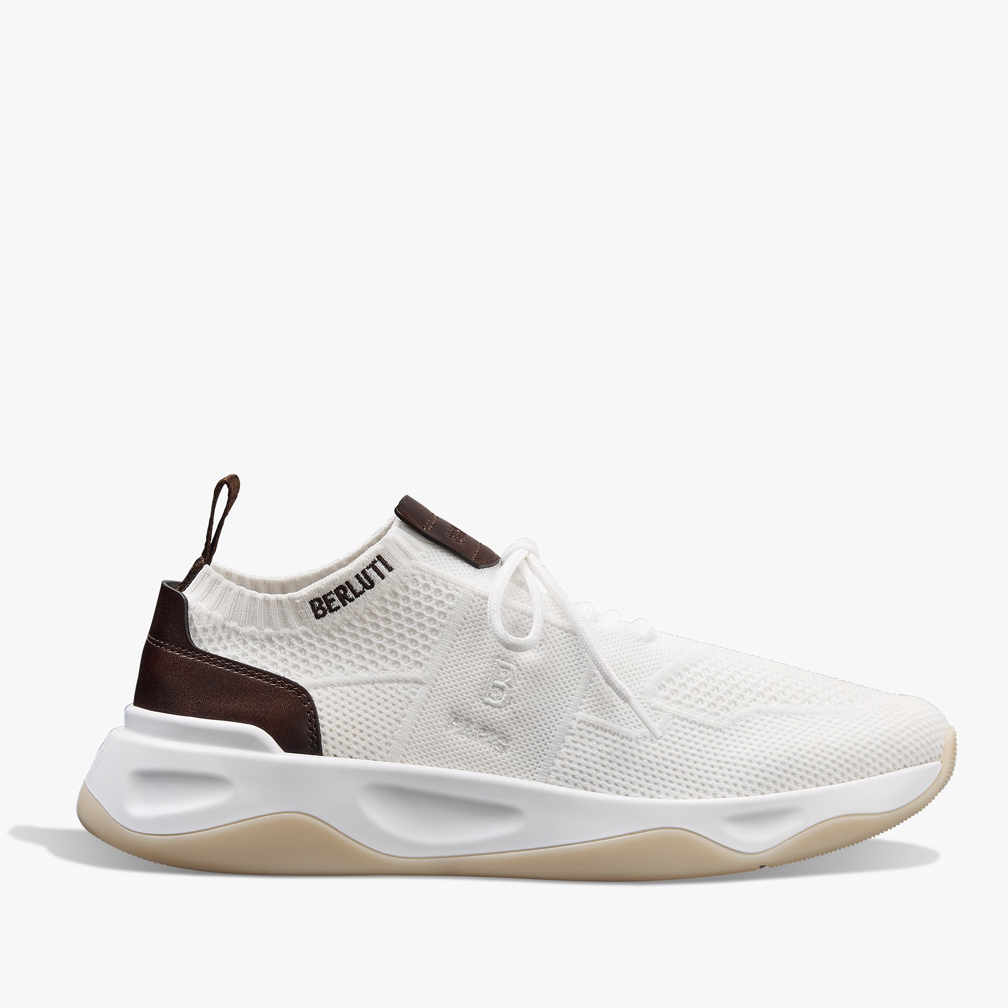 Sneaker Shadow En Maille Et Cuir De Veau, WHITE, hi-res