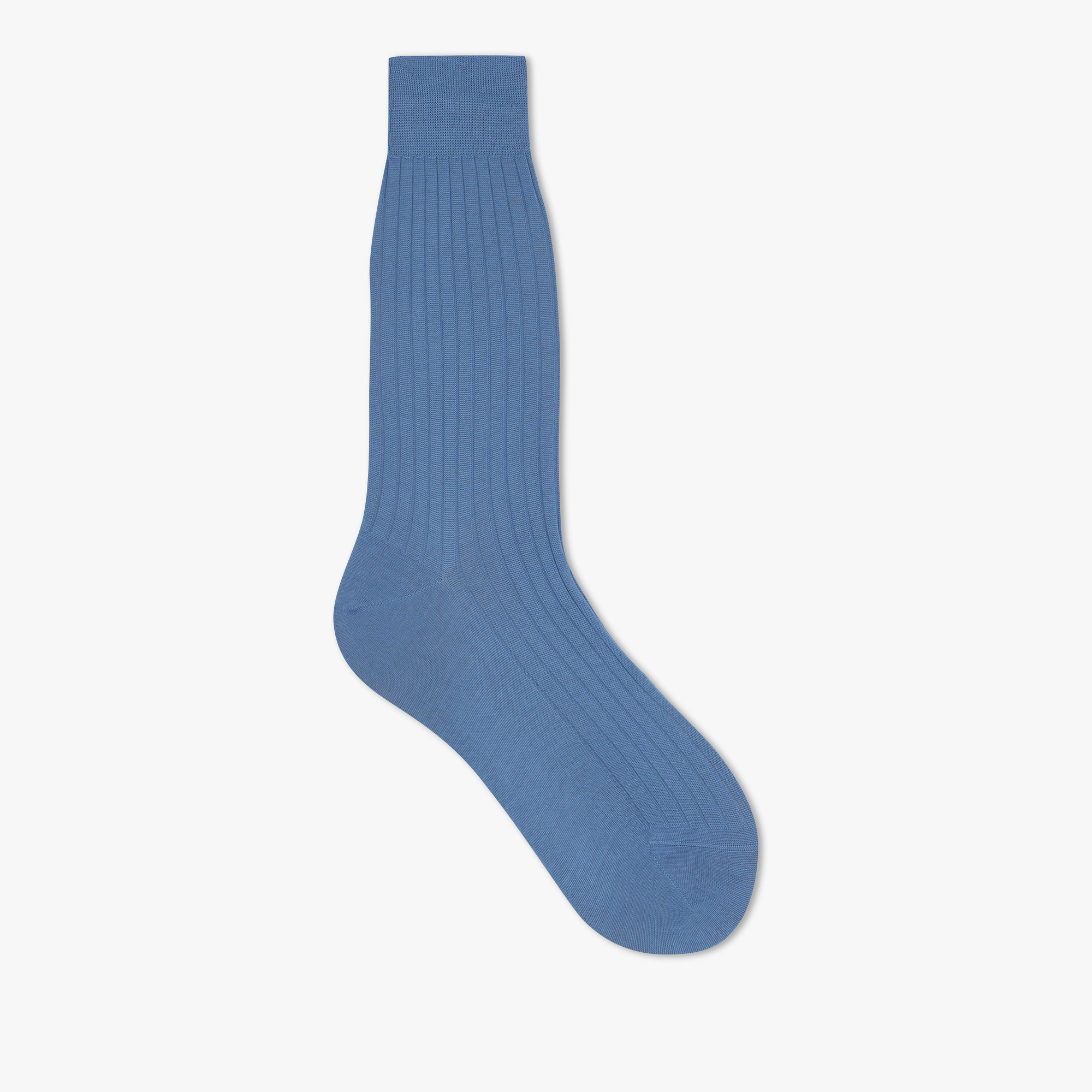 Cotton Ribbed Socks, DUSTY BLUE, hi-res