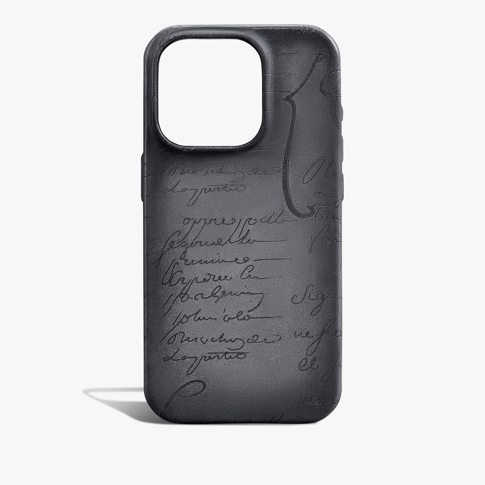 Scritto Leather iPhone 16 Pro Case, LIGHT ALUMINIO, hi-res