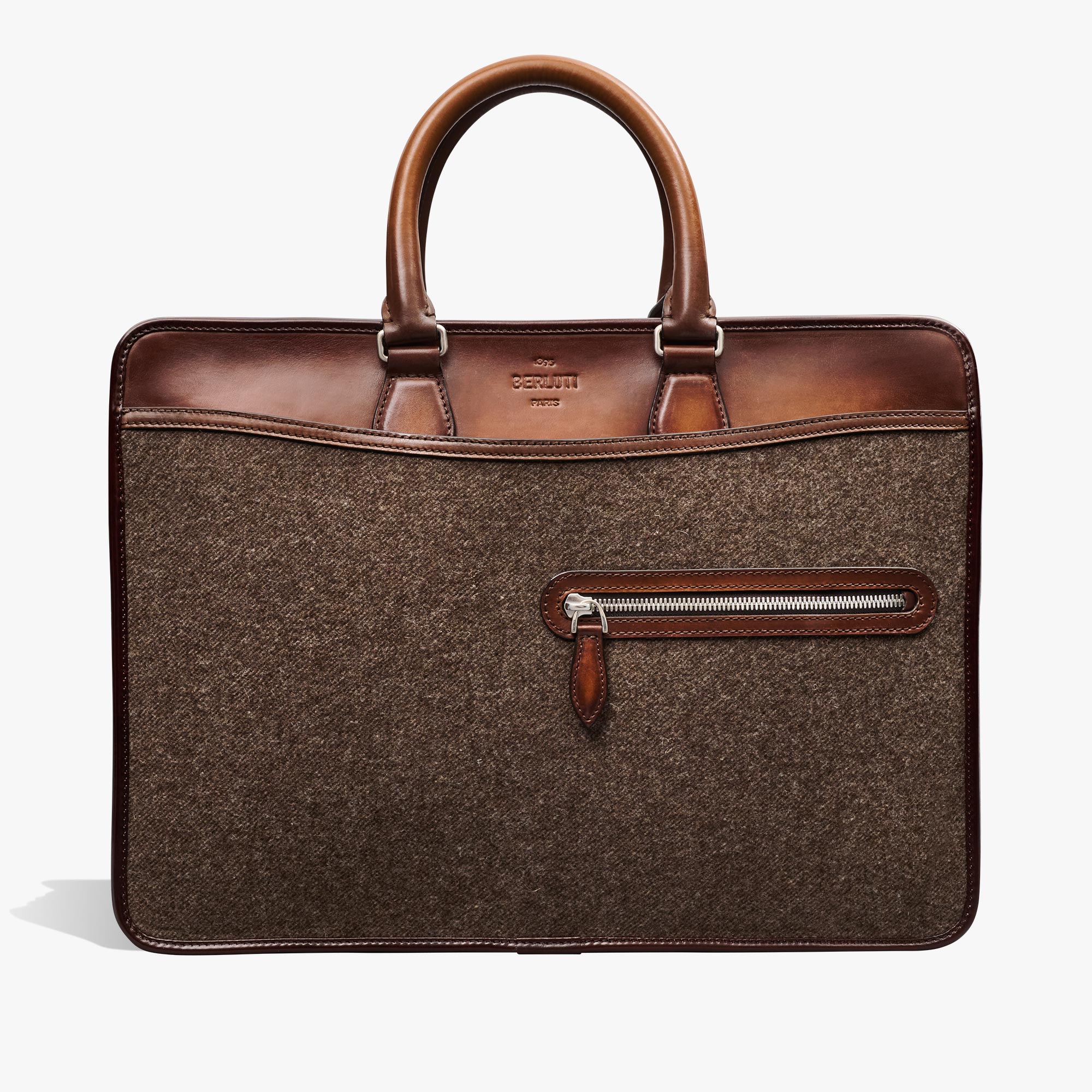 Un Jour Wool Briefcase, MARRONE, hi-res