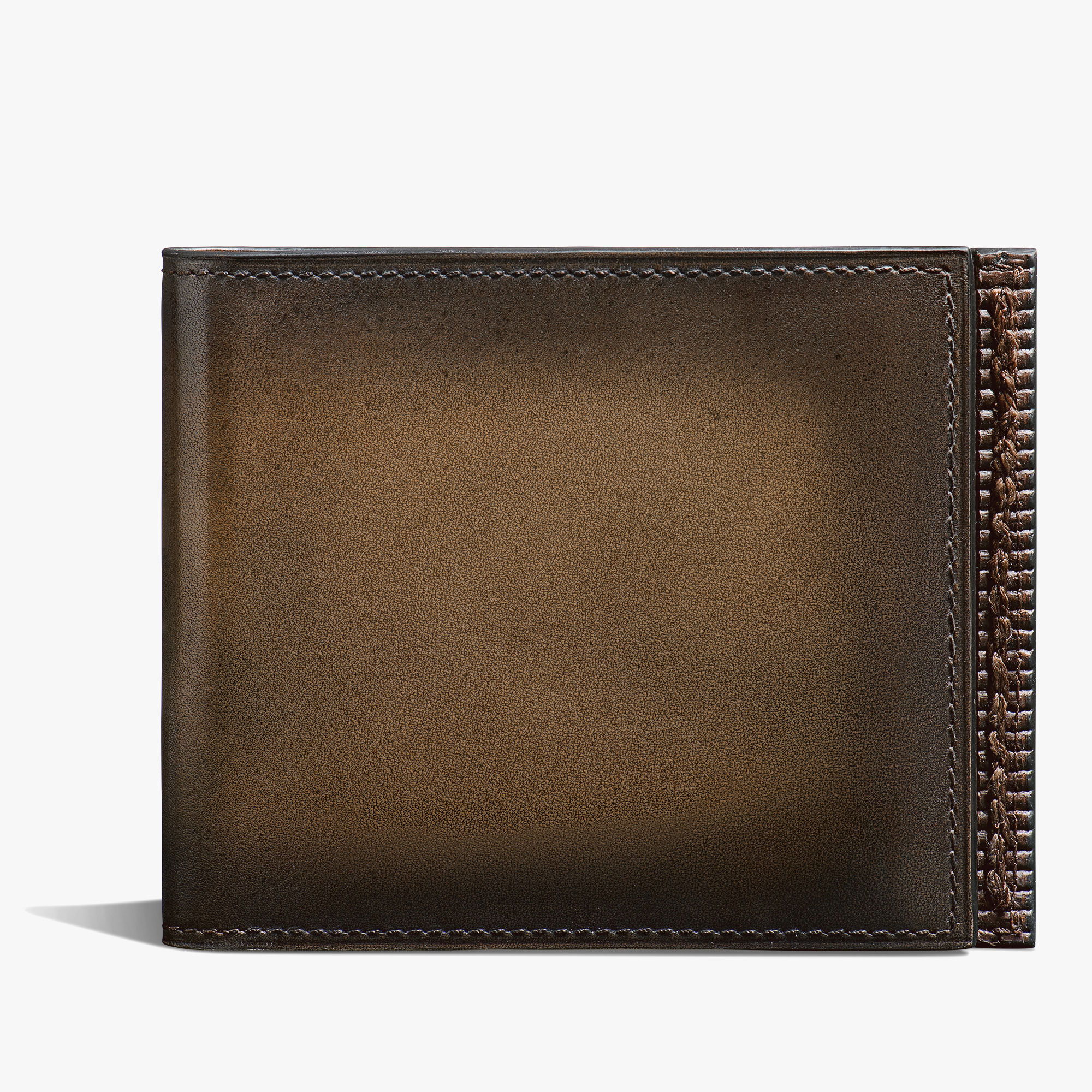 Makore Leather Compact Wallet, NERO LEGNO, hi-res