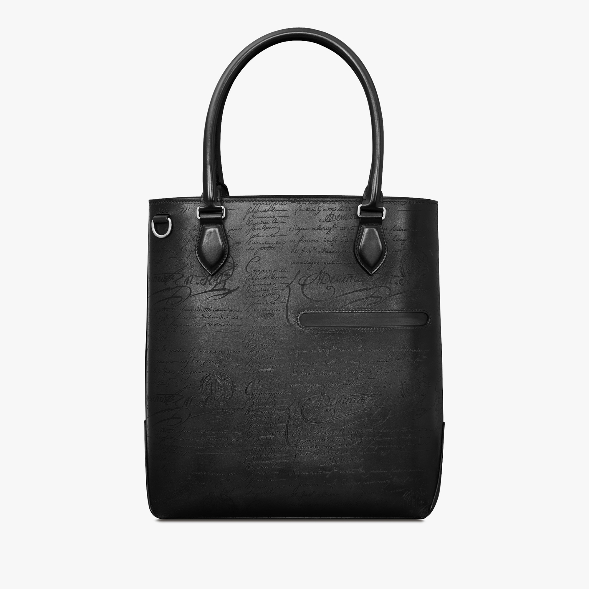Toujours Vertical Scritto Leather Tote Bag, NERO GRIGIO, hi-res