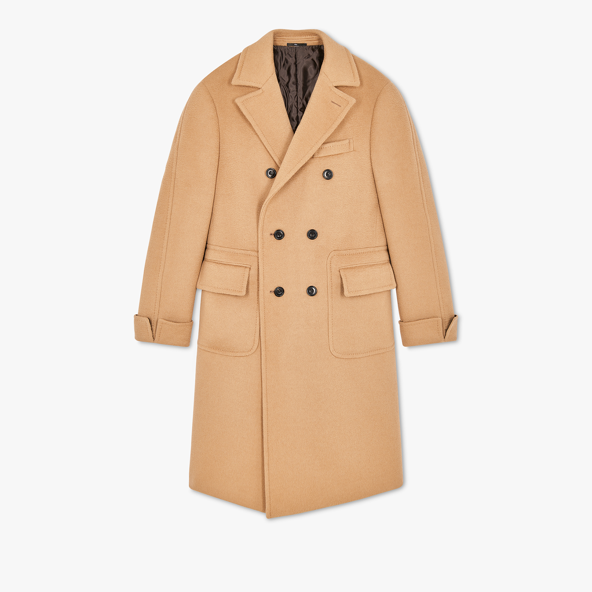 Camel Double Breasted Coat Berluti