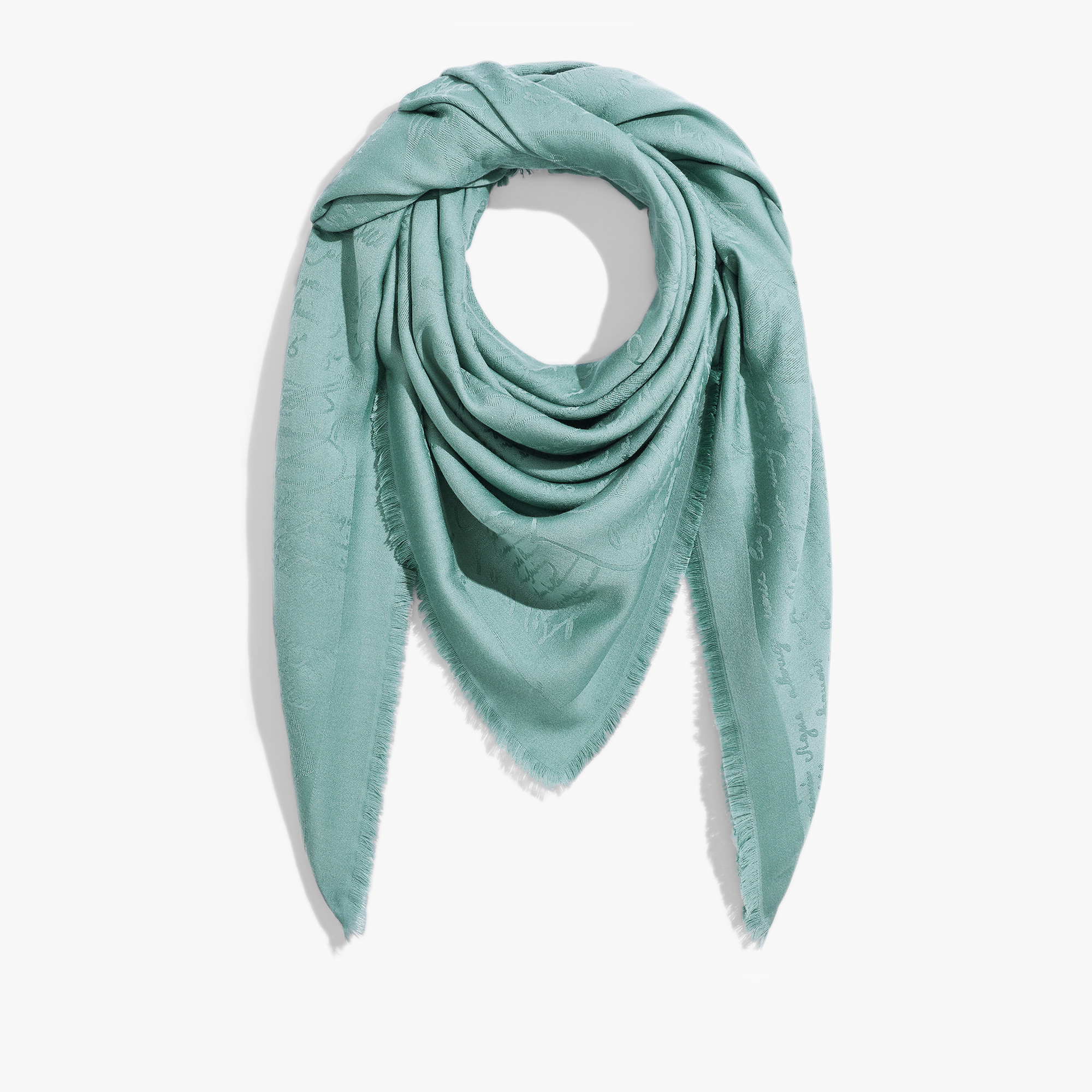 Wool & Silk Scritto Scarf, CELADON, hi-res