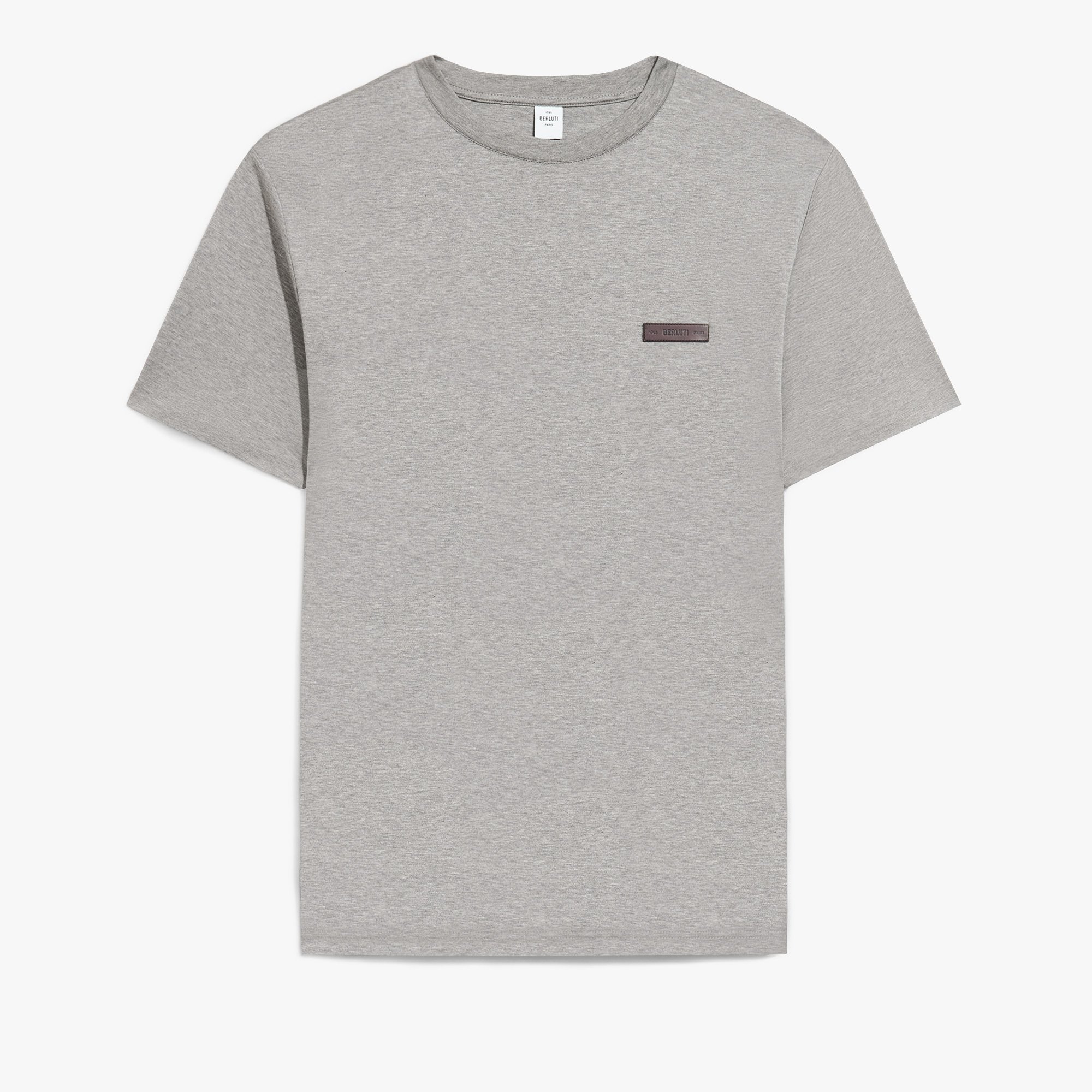 Leather Tab T-shirt, GRIS CHINE, hi-res