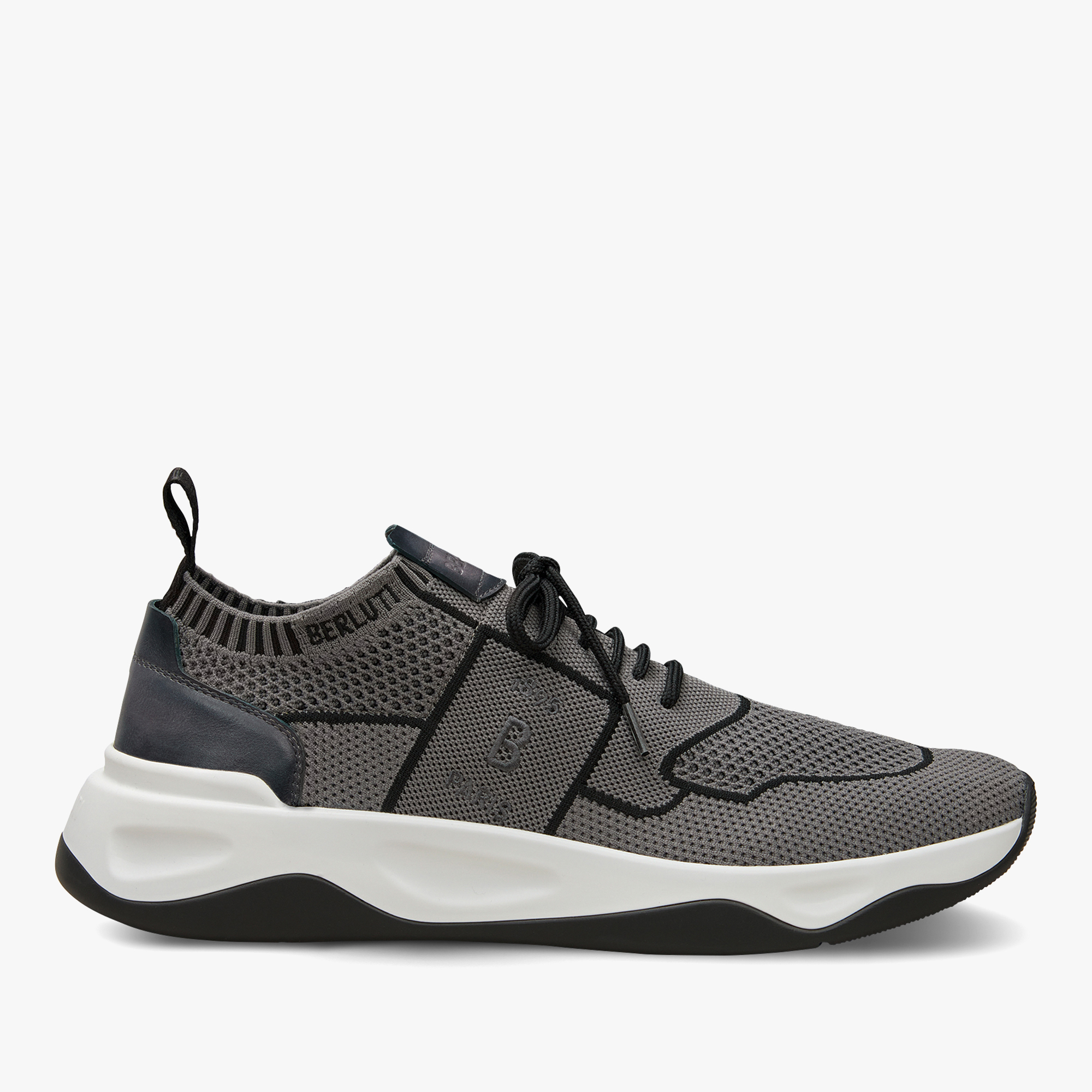 Shadow Knit And Leather Sneaker, GREY, hi-res