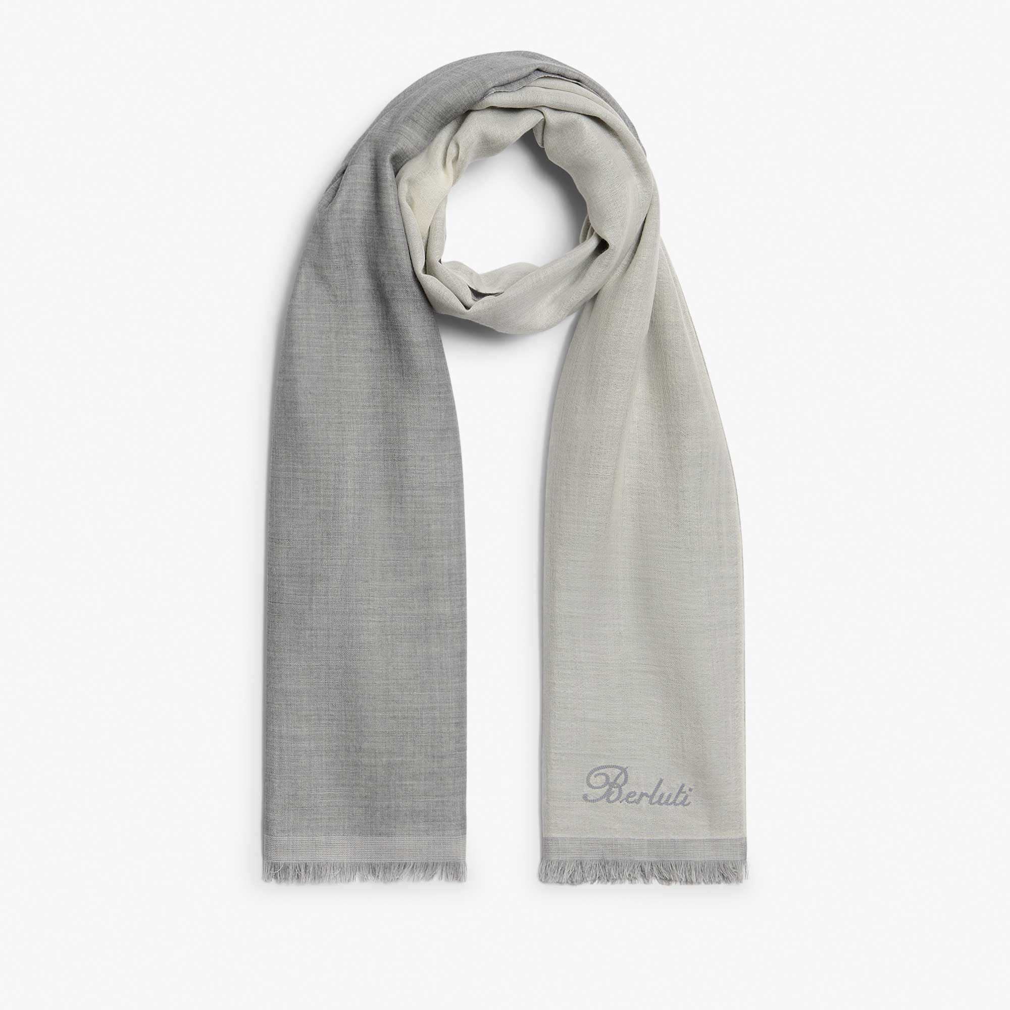 경량 양면 스카프, SILVER / GRES BEIGE, hi-res