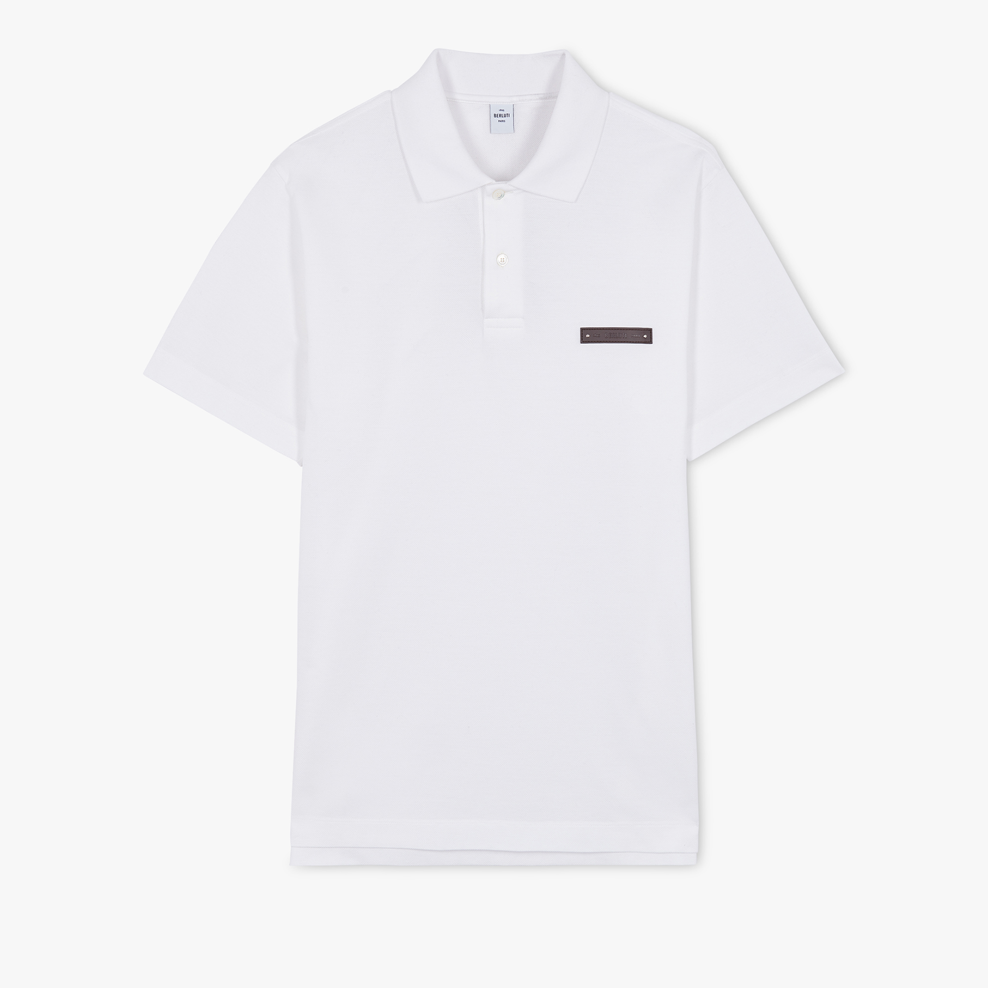 Polo Shirt With Leather Tag, COTTON WHITE, hi-res
